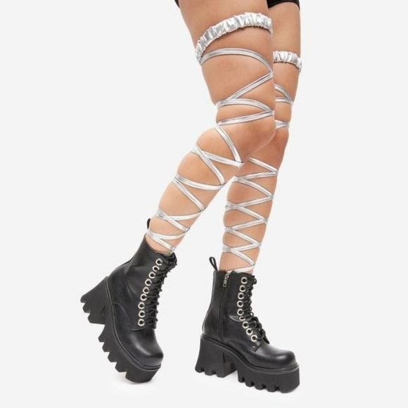 Rave Festival Trance Metallic High Leg Wraps - Picture 2 of 2